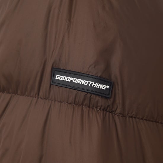 Good For Nothing Men's Matte Brown Combat Puffer Bomber Jacket - Image 3