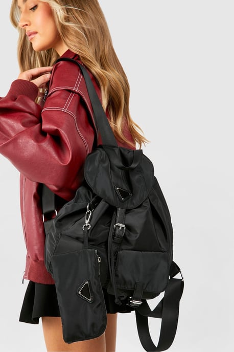 Double Pocket Nylon Rucksack Bag - Image 2