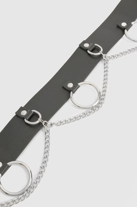Ring & Chain Detail Waist Belt - Image 3