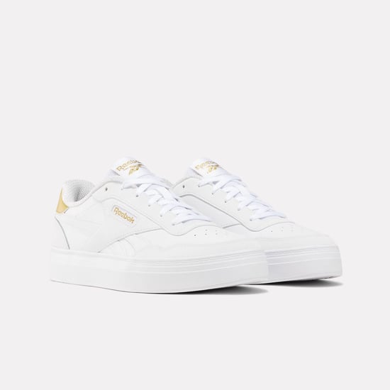 Women's Reebok Classics Court Advance Clip Trainers in White gold - Image 2