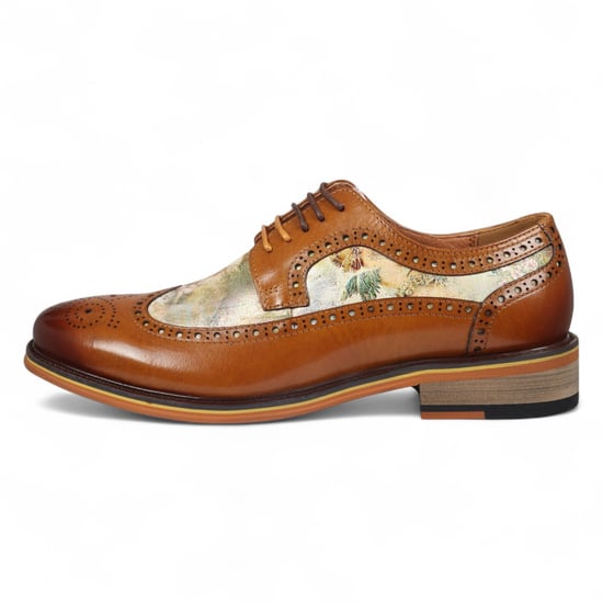 Justin Reess Heren Bruine Leren Iconic Print Brogue Dress Schoenen - Scott - Image 4