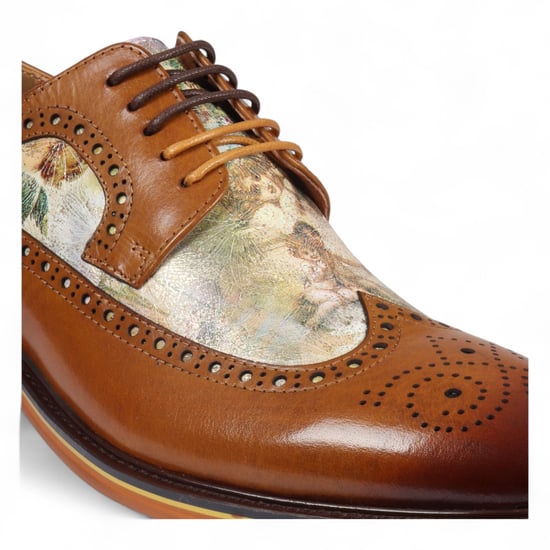 Justin Reess Heren Bruine Leren Iconic Print Brogue Dress Schoenen - Scott - Image 6