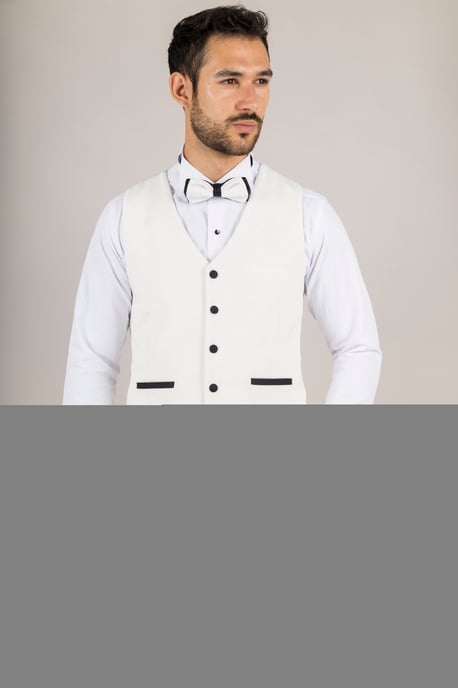 Men's White 3 Piece Velvet Wedding Tuxedo Formal Suit - Image 3