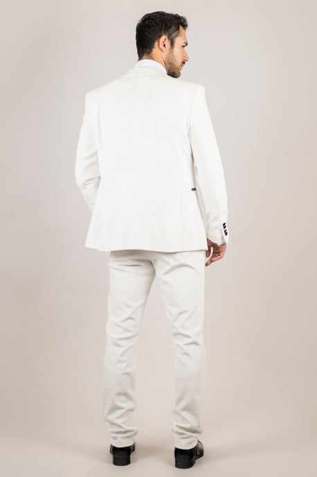 Men's White 3 Piece Velvet Wedding Tuxedo Formal Suit - Image 6