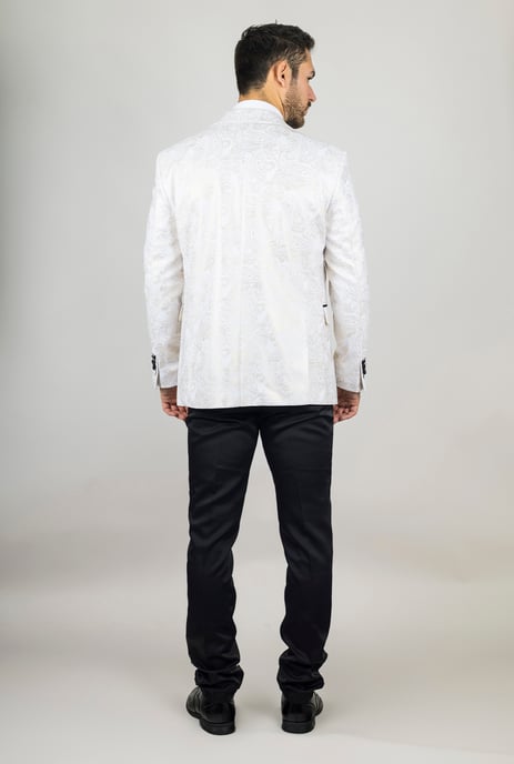 Heren 4-delig wit paisley trouwpak op maat gemaakt - Image 4