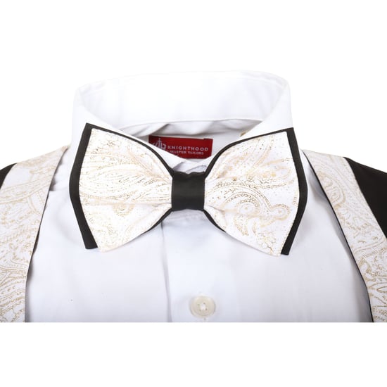 Heren 4-delig wit paisley trouwpak op maat gemaakt - Image 5