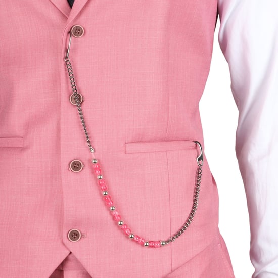 Men's 3 Piece Pink Tailored Fit Party Suit Race Day - Image 5