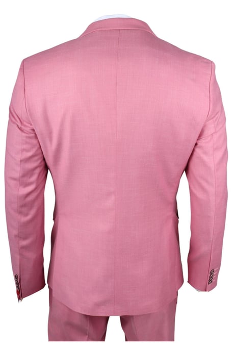 Men's 3 Piece Pink Tailored Fit Party Suit Race Day - Image 6