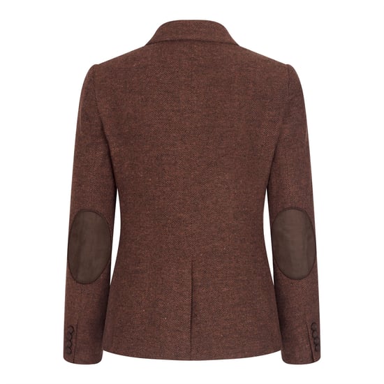 Dames roestbruine 2-delige set met visgraatmotief van wollen tweed en ruitjesblazer - Image 3