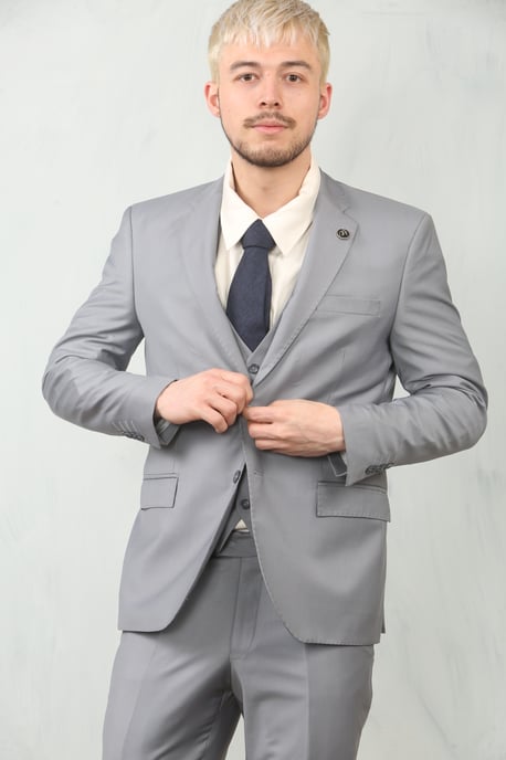 Heren Grijs 3-delig Formeel Klassiek Prom Suit Werkkleding - Image 3