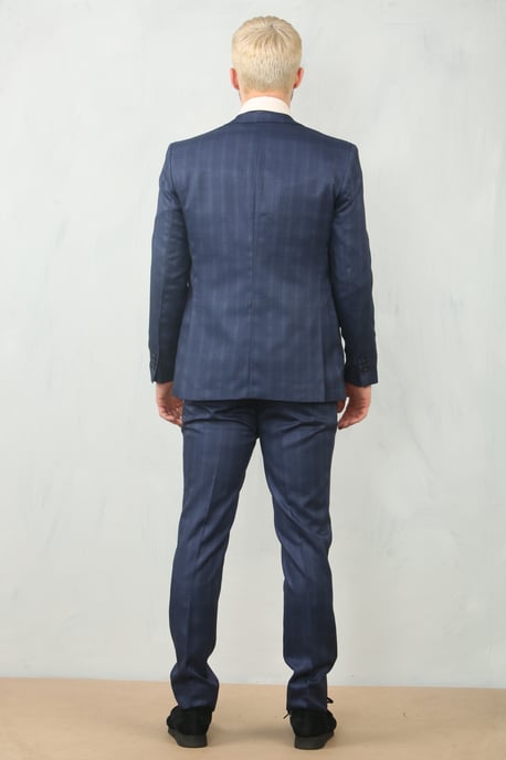 Men's 3 Piece Prince Of Wales Blue Suit Workwear - Image 3