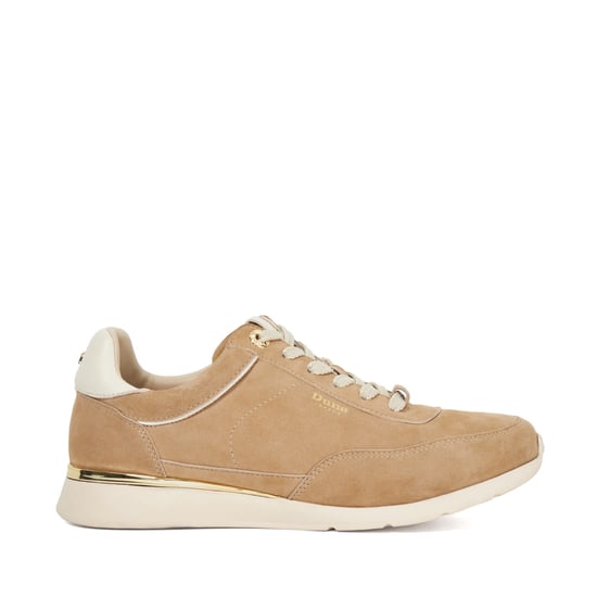 Dune Ladies Entitle - Brown Leather Lace Up Runner Trainers - Image 2