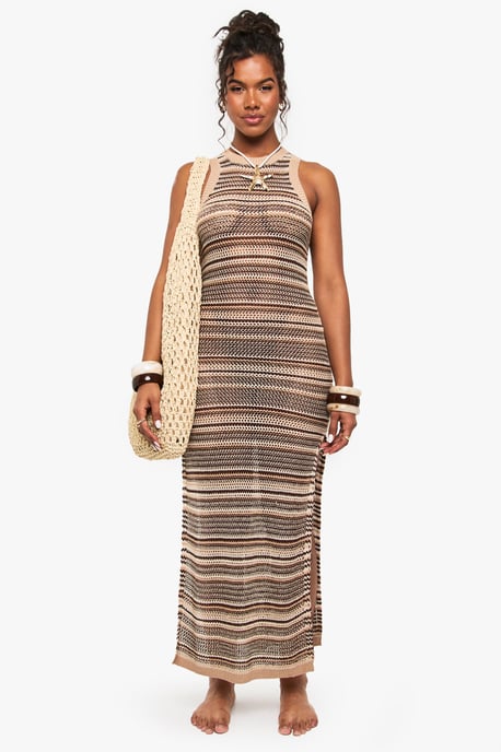 Stripe Crochet Beach Maxi Dress - Image 5