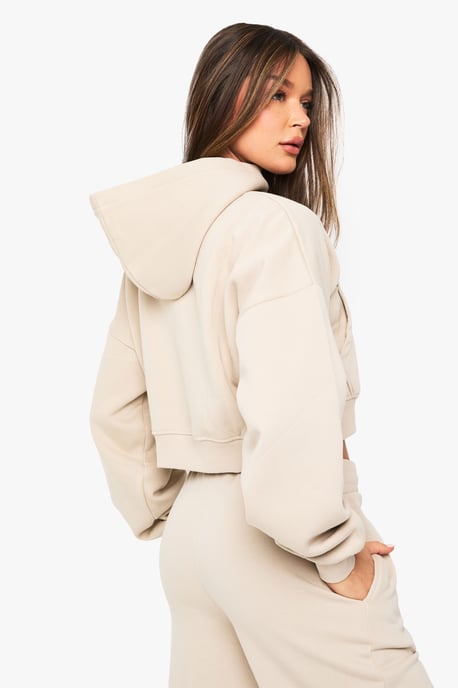 Boxy Balloon Sleeve Oversized Zip Through Hoodie - Image 2