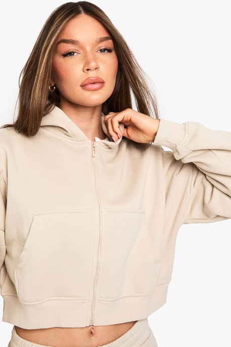 Boxy Balloon Sleeve Oversized Zip Through Hoodie - Image 4