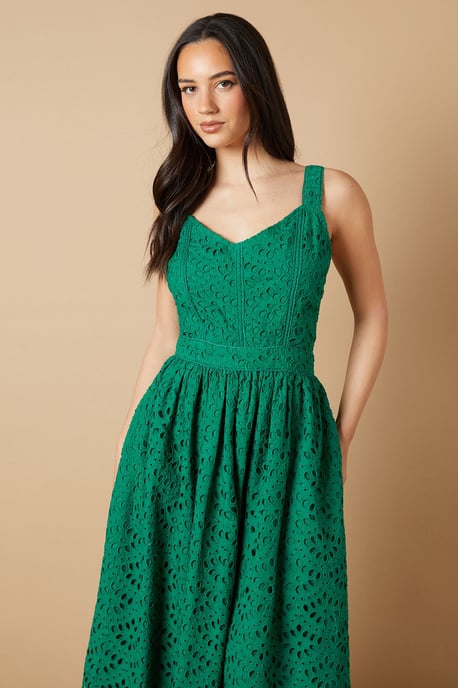 Embroidered Broderie Midi Dress - Image 2