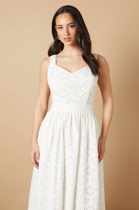 Embroidered Broderie Midi Dress - Image 2