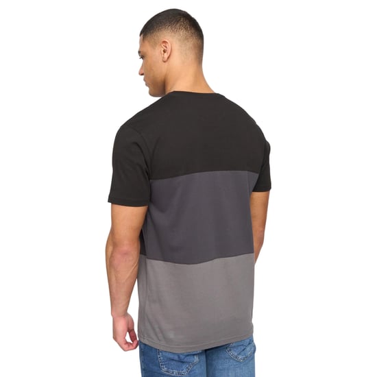 Henleys Mens Henpanel Colour Block Cotton T-Shirt (Black) - Image 2