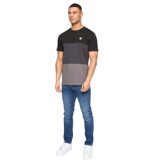 Henleys Mens Henpanel Colour Block Cotton T-Shirt (Black) - Image 3