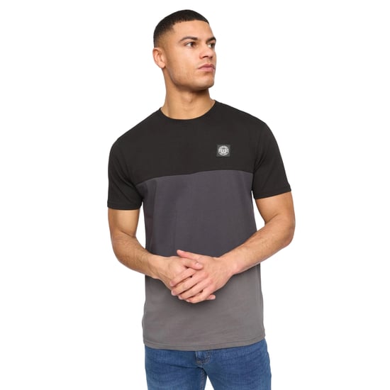 Henleys Mens Henpanel Colour Block Cotton T-Shirt (Black) - Image 4