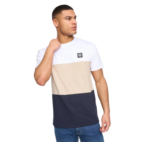 Henleys Mens Henpanel Colour Block Cotton T-Shirt (White) - Image 4