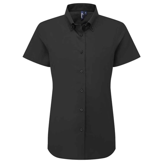 Premier Womens/Ladies Supreme Oxford Short-Sleeved Formal Shirt (Black) - Image 1
