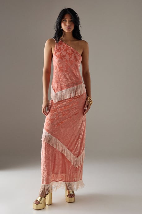 Devore One Shoulder Fringe Cami Top - Image 2
