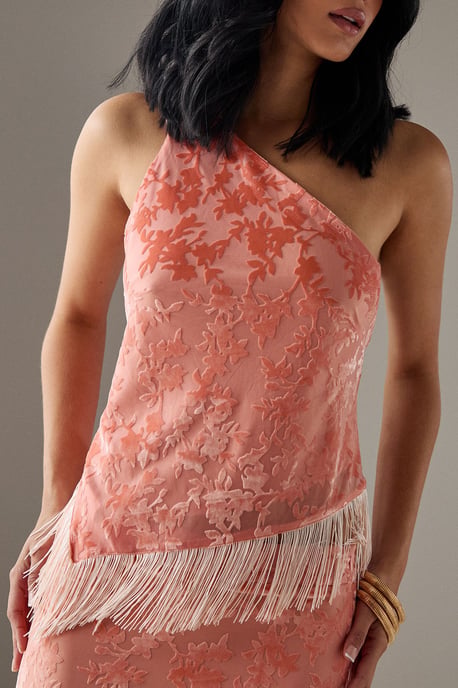 Devore One Shoulder Fringe Cami Top - Image 4