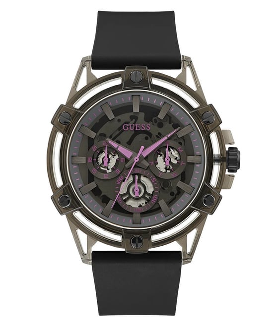 Guess Sporting Pink Limited Edition Heren Horloge Zwart GW0032G2 - Image 1