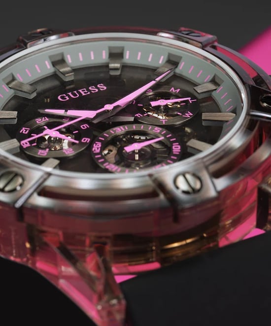 Guess Sporting Pink Limited Edition Heren Horloge Zwart GW0032G2 - Image 4