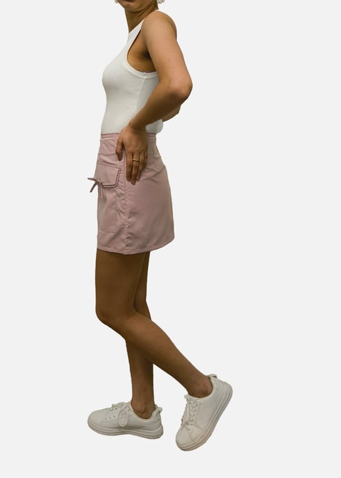 Rose Pink Bow Pocket Detail Micro Mini Skirt - Image 3
