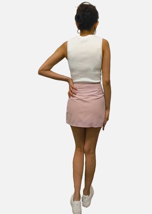 Rose Pink Bow Pocket Detail Micro Mini Skirt - Image 4