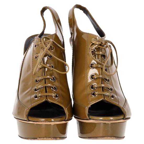 Burberry Slingback Heels in Olive Patent Leather - Image 2