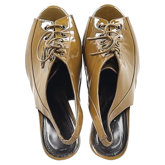 Burberry Slingback Heels in Olive Patent Leather - Image 3