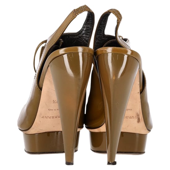 Burberry Slingback Heels in Olive Patent Leather - Image 5