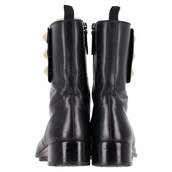 Valentino Rockstud Lace-Up Combat Boots in Black Leather - Image 5