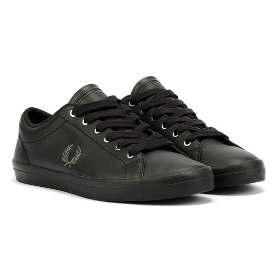 Fred Perry Baseline Leather Men's Black/Laurel Green Trainers - Image 1
