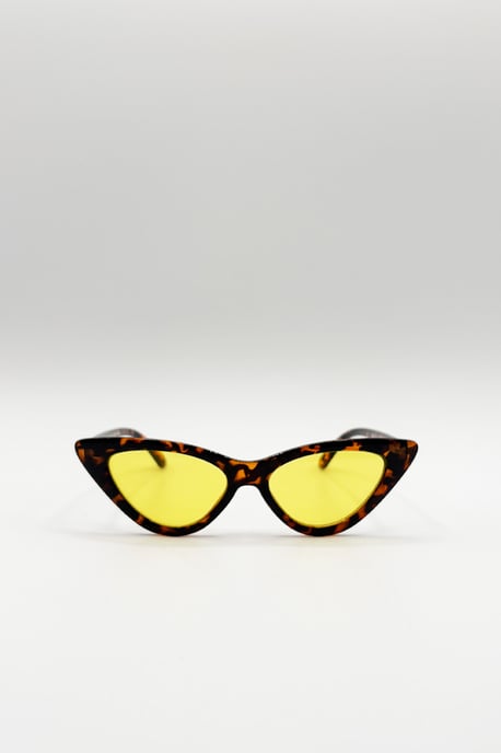 Tortoiseshell Cat-Eye Sunglasses with Yellow Lense - Image 1