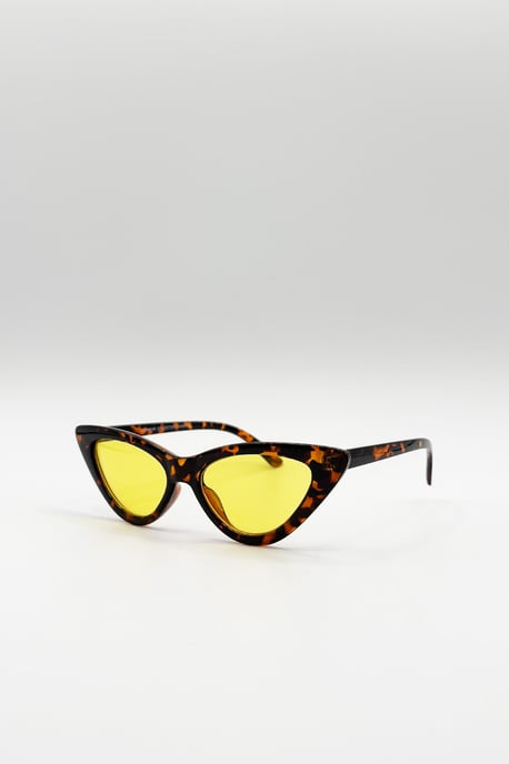 Tortoiseshell Cat-Eye Sunglasses with Yellow Lense - Image 2