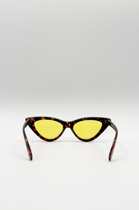 Tortoiseshell Cat-Eye Sunglasses with Yellow Lense - Image 4