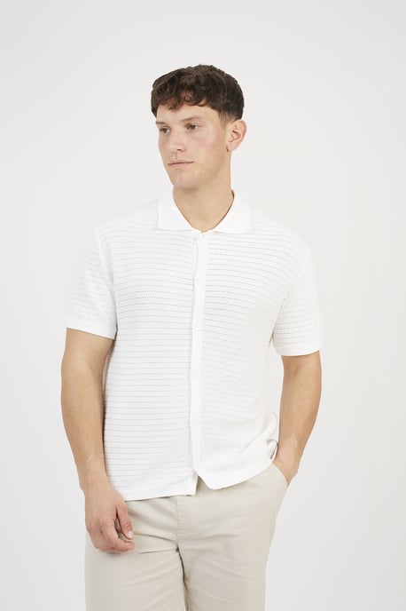 Off White Knitted Short Sleeve Shirt - Image 1