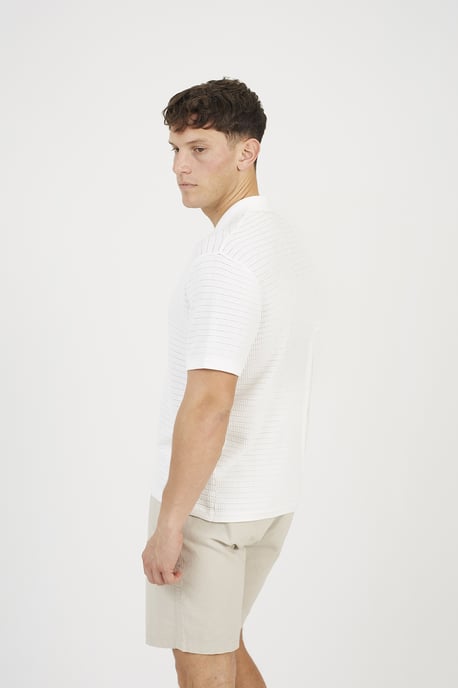 Off White Knitted Short Sleeve Shirt - Image 2