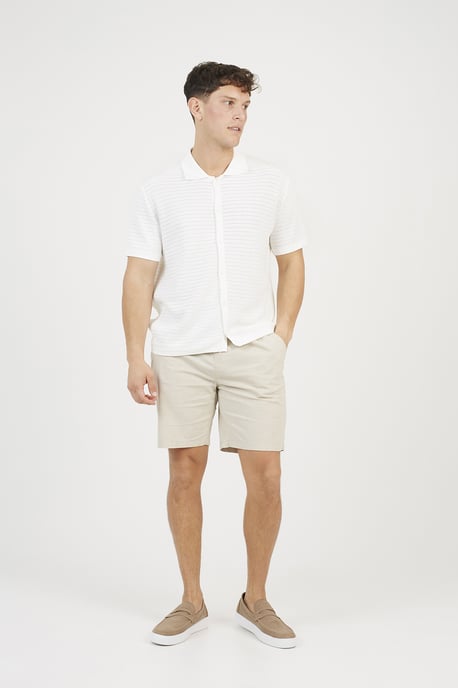 Off White Knitted Short Sleeve Shirt - Image 3