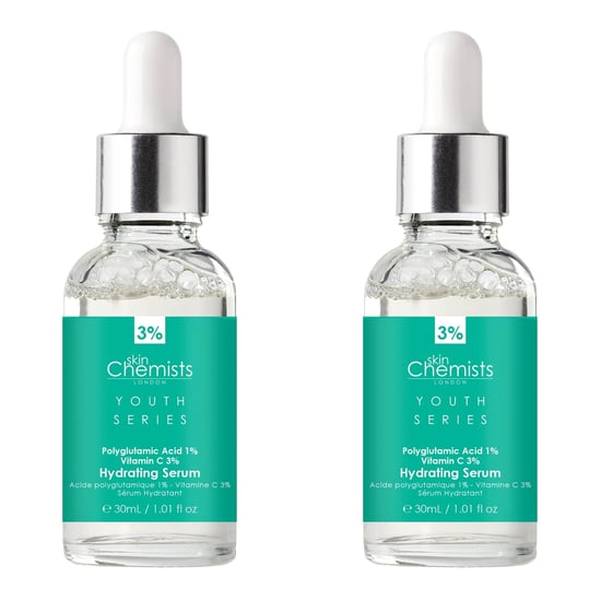 skinChemists Jeugdserie Hydraterend Serum Polyglutamaatzuur 1%, Vitamine C 3% 30ml x 2 Duo Pack - Image 1