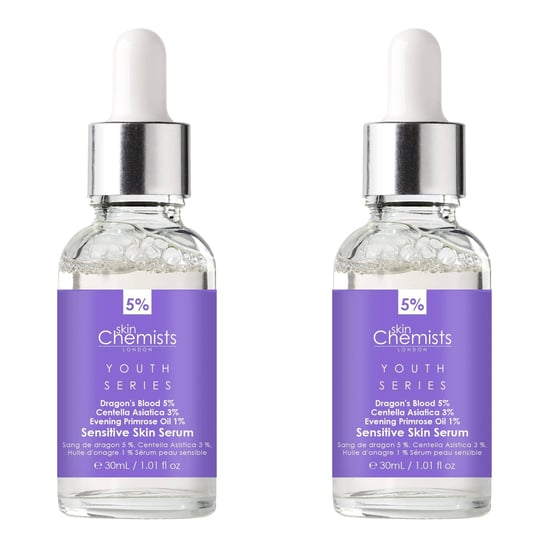 skinChemists Jeugd Serie Gevoelige Huid Serum Drakenbloed 5%, Centella Asiatica 3%, Avondbalsemolie 1% 30ml x 2 Duo Pack - Image 1