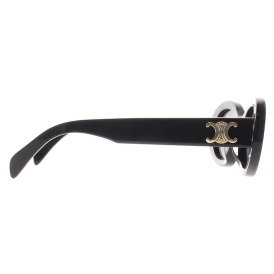 Celine Oval Womens Shiny Black Smoke Grey Triomphe CL40194U - Image 4