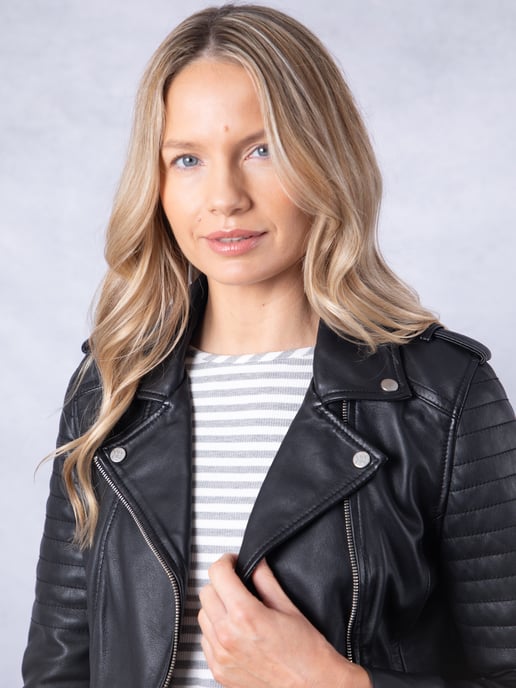 Esthwaite II Leather Biker Jacket in Black - Image 1