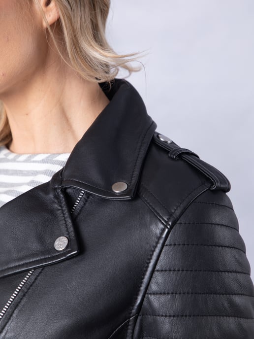 Esthwaite II Leather Biker Jacket in Black - Image 4