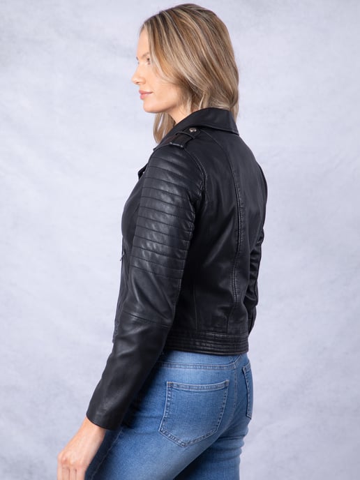 Esthwaite II Leather Biker Jacket in Black - Image 5