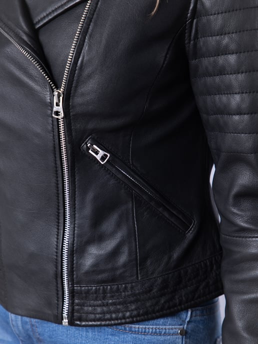 Esthwaite II Leather Biker Jacket in Black - Image 6
